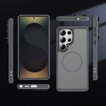 跨境适用三星手机壳小众磁环无线充电五金镜头框散热手机壳带支架