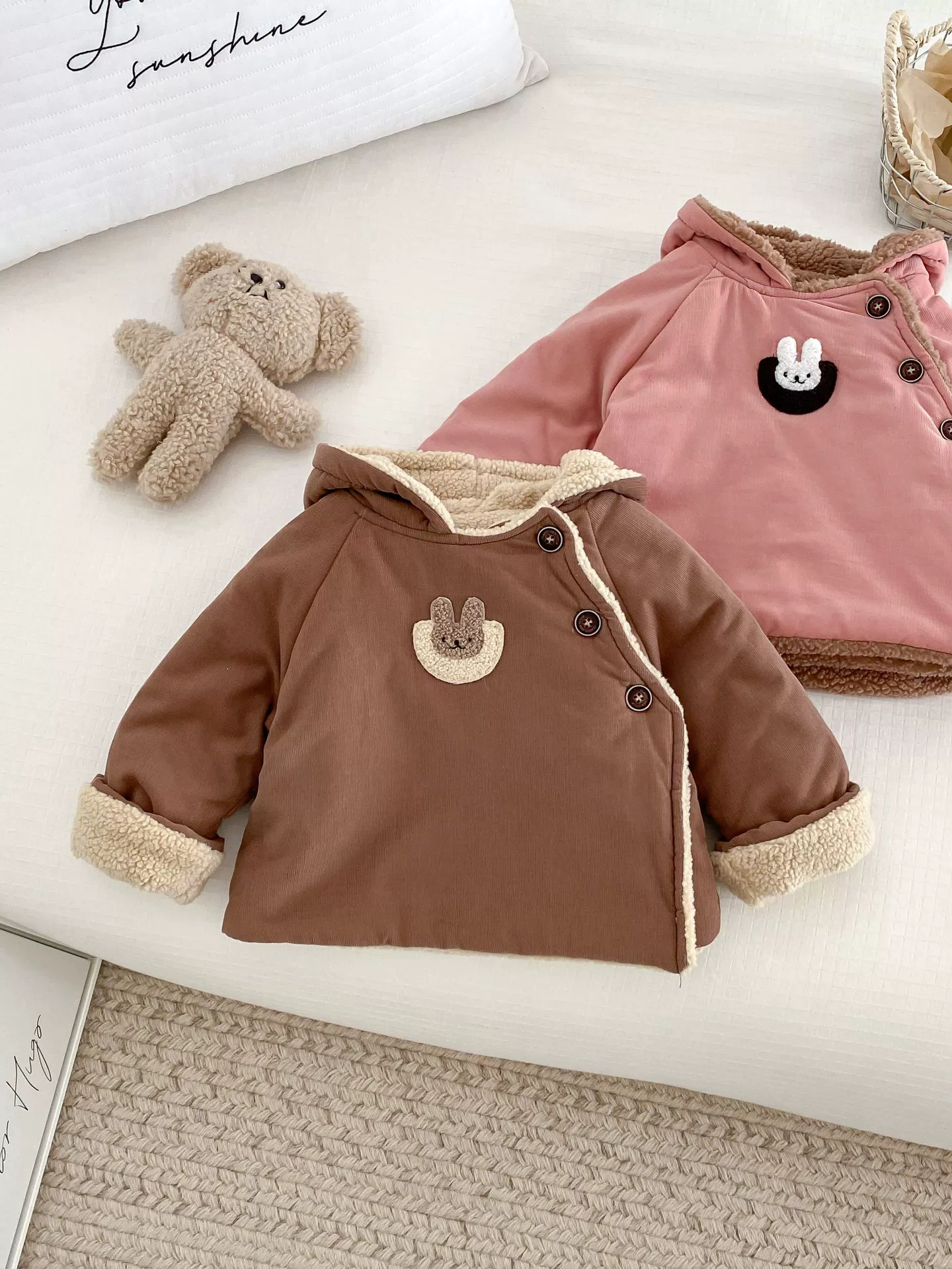 Детская зимняя бархатная пуховка с fleece термобельем