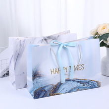 鎏金轻奢手提袋大理石纹礼品袋情人节服装纸袋礼品服装袋环保纸袋