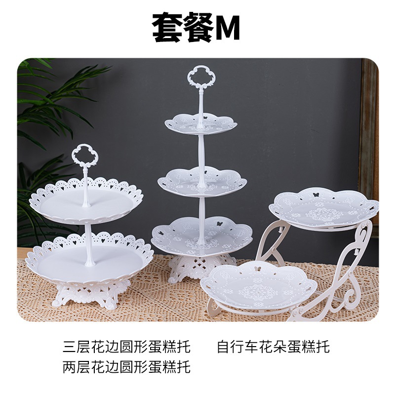 Decoración de postres de cumpleaños estante de exhibición de boda europea estante de frutas estante de pastel de plástico bandeja de bocadillos