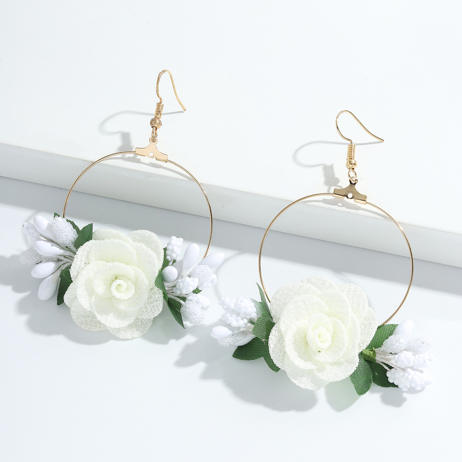 7g Weight Alloy Ear Needle Material Drop Earrings Classification Anniversary, Business, Travel, Birthday, Festival Occasion Alloy, Gauze Material Flower Pattern Women'S Gender Ethnic Style Style White, Pink, Purple, Red, Blue Color Ethnic Style Flower Alloy Gauze Drop Earrings 27