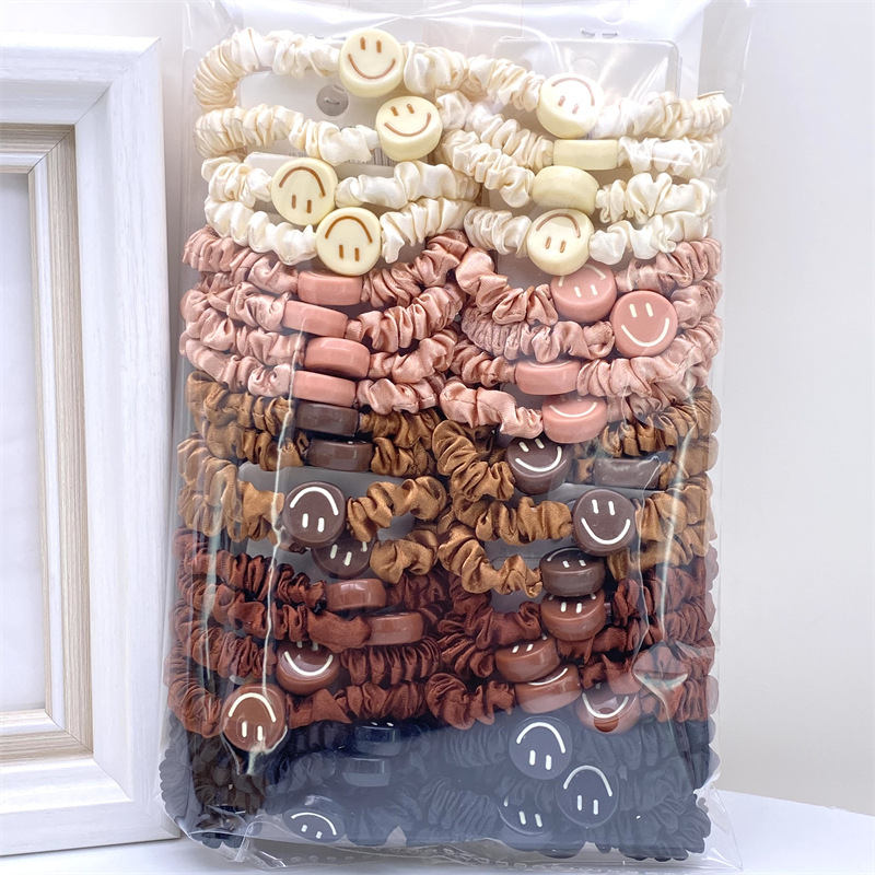 Super Value Tarjeta gota de aceite Anillo de pelo de intestino grueso de diamante esmerilado de alta textura ronda cordón pajarita anillo de tela banda de goma 2 yuanes accesorios de cabeza