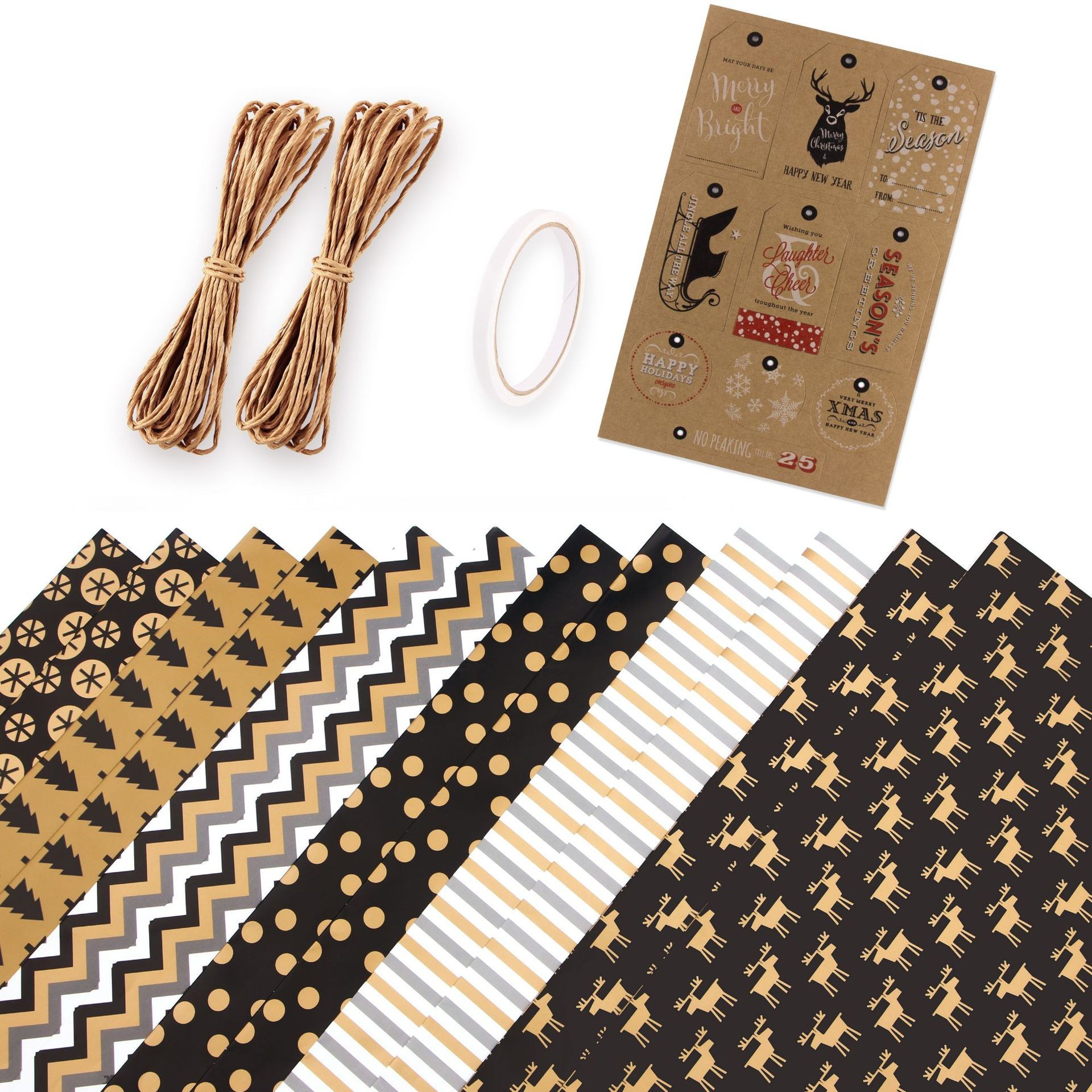 Papel de regalo navideño negro y dorado, el más vendido de Amazon, papel de regalo para San Valentín y cumpleaños, papel de regalo hecho a mano para bricolaje