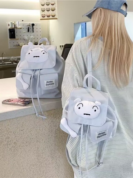 日本と韓国のins学生スクールバッグかわいい漫画白い犬バックパッククレヨンしんちゃんバックパック多用途通勤バッグ|undefined