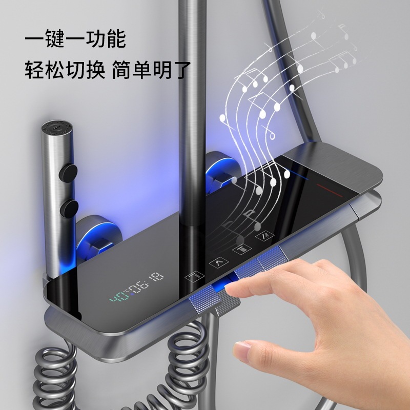 Armas de luz de atmósfera gris pantalla digital ducha de temperatura constante conjunto de ducha de baño de cobre doméstico fábrica directa