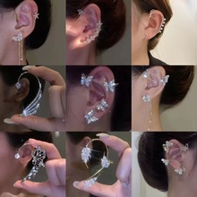 跨境镂空蝴蝶耳挂耳夹流苏花朵雪花麦穗翅膀一体高级感无耳洞耳环