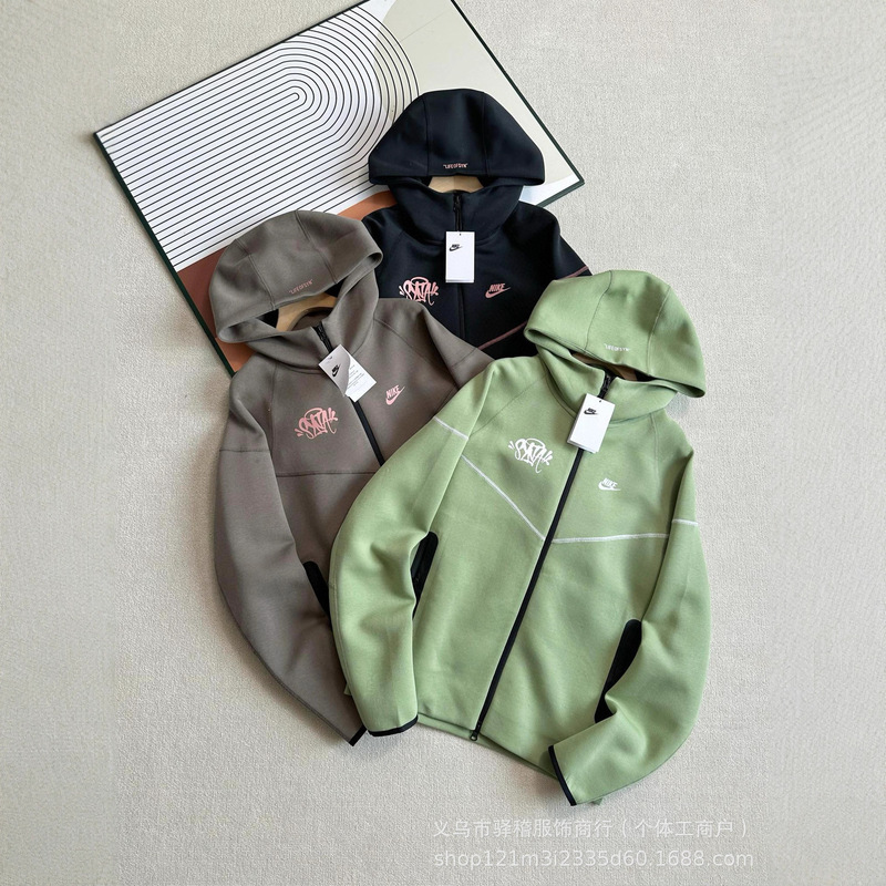 Trendy and Charming Nk Logo Tech Collaboration Syanword Popular Print Logo Air Layer Casual Hooded Jacket