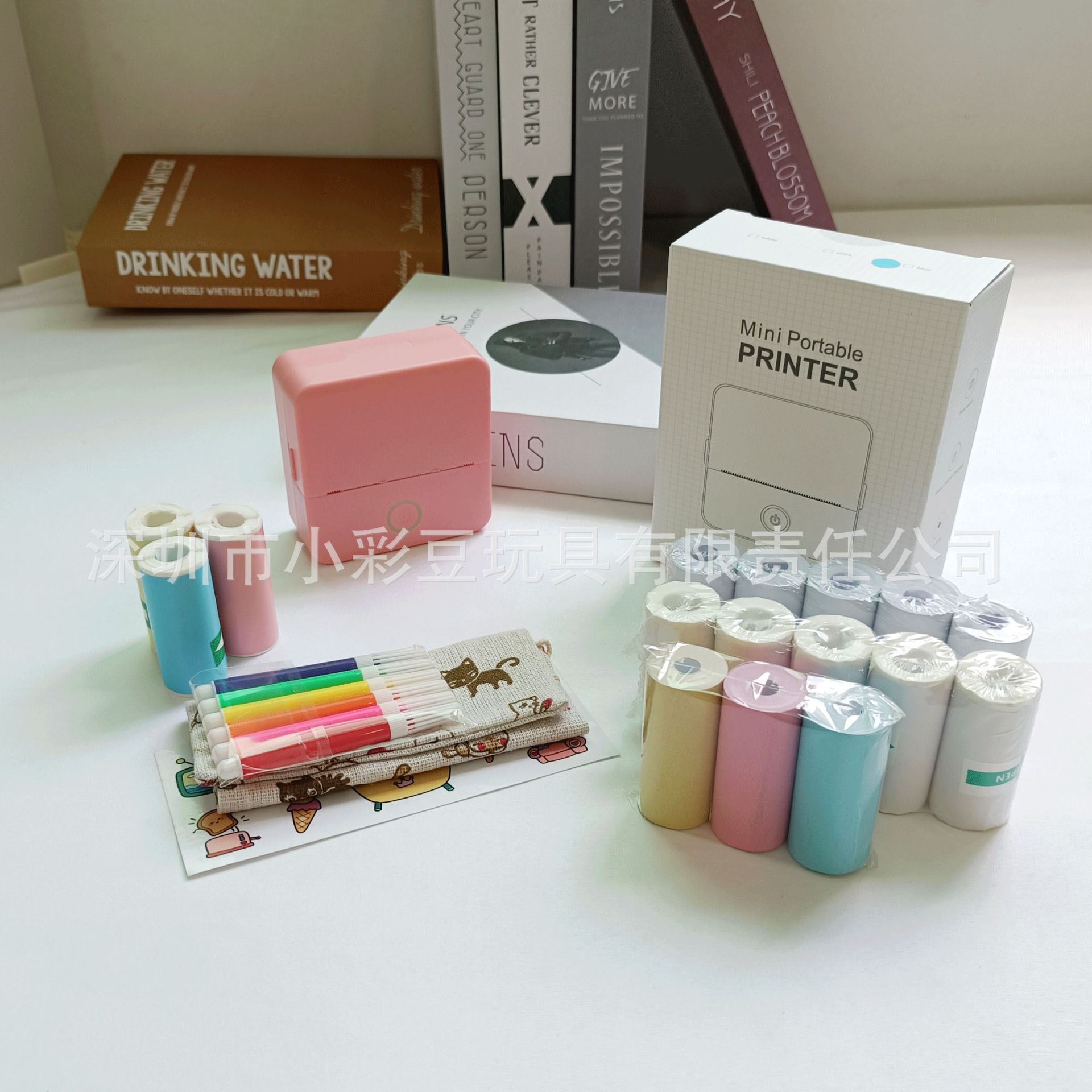 X6 powder +5 thermal paper +5 self-adhesive +3 color paper +3 color self-adhesive +6 color pen sticker bag
