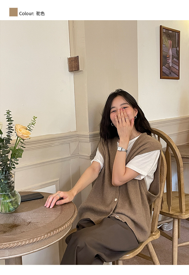 木兰时髦复古小马甲开衫女2023春季新款韩版简约针织上衣女 21507详情24