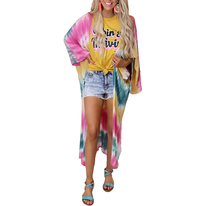 vacation Print Hit Color Long-Sleeved Cardigan NSKX52190