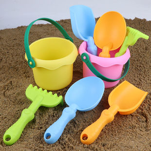 Children's Fall-Resistant Soft Rubber Beach Toy Set for Boys and Girls Beach Digging and Sand Playing Tools Source Foreign Trade Factory Wholesale