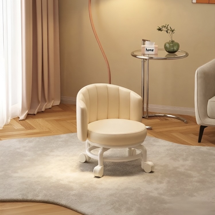 Swivel Small Stool for Home Use in Living Room and Bedroom, Low Stool with Wheels, Children's Backrest Small Bench, Baby Support Small Chair L&