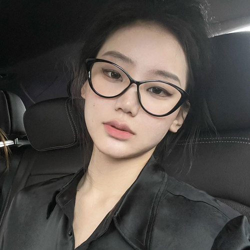Retro cat-eye myopia glasses for women, internet celebrity large-frame anti-blue light flat mirrors, Korean style plain mirror frame glasses