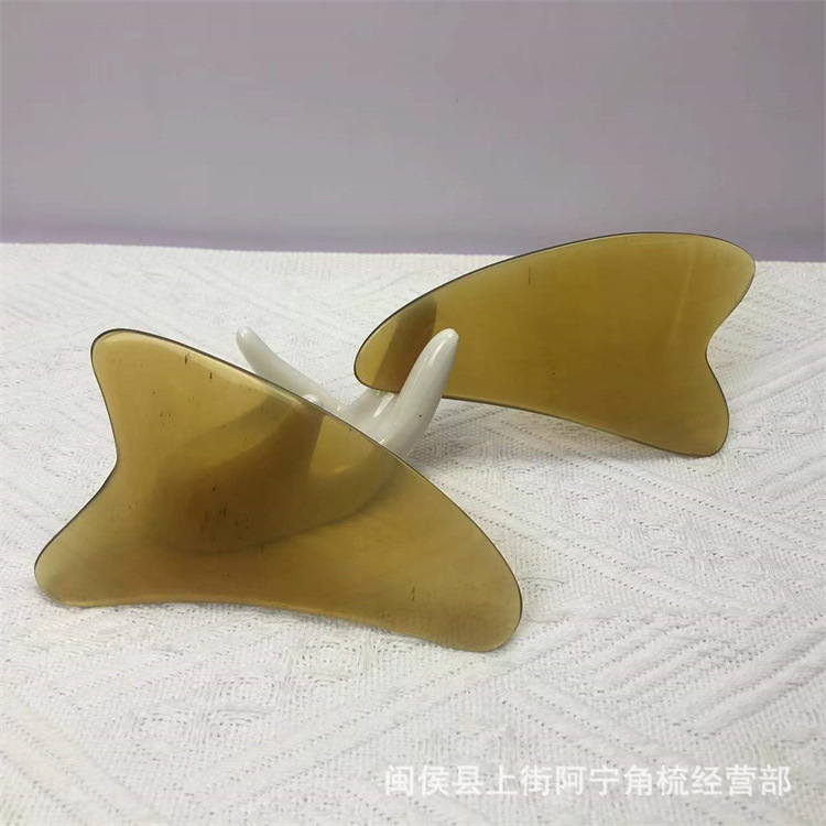 Natural Buffalo Horn Gua Sha Board 11cm Triangle Scraping Massage Tool for Body Neck and Legs overview