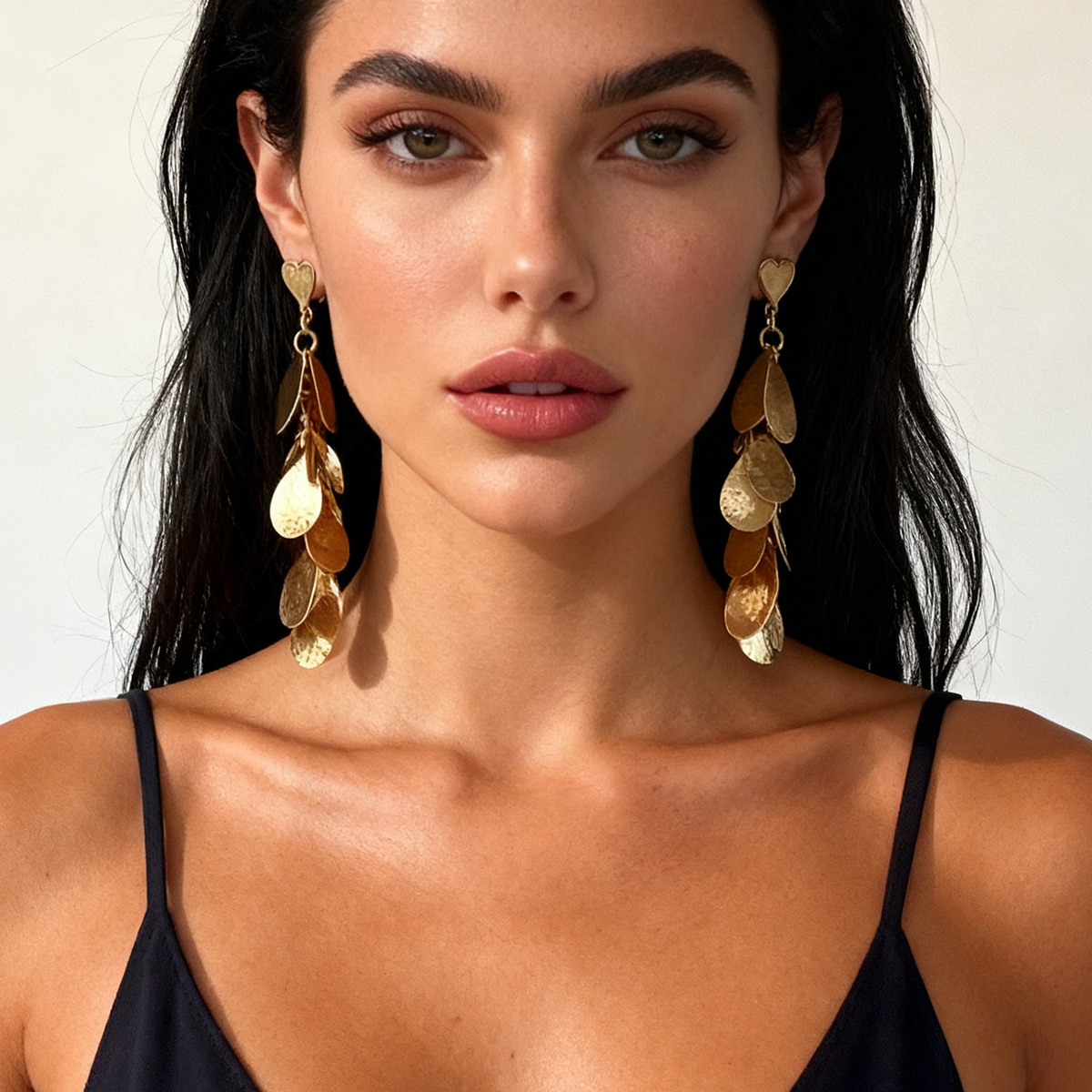 Cross-Border Personalized Trendy Punk Cool Style Metal Geometric Splicing Love Pendant Earrings Daily Casual Women's Earrings