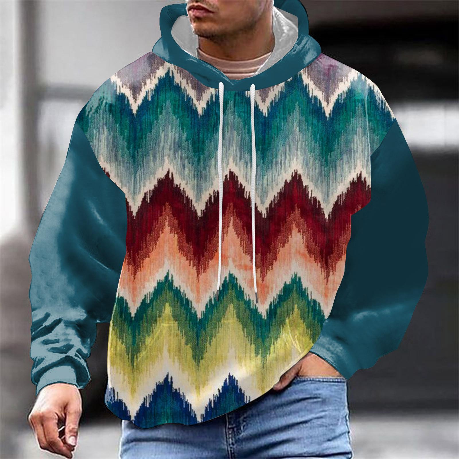 Comercio exterior europeo y americano nuevo estilo 2024 nueva tendencia de la moda casual todo-fósforo suéter con capucha para hombres étnicos MC11