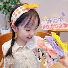 韩版新款清新花朵儿童蝴蝶结发箍头扣发卡女孩子宽版布艺可爱头箍