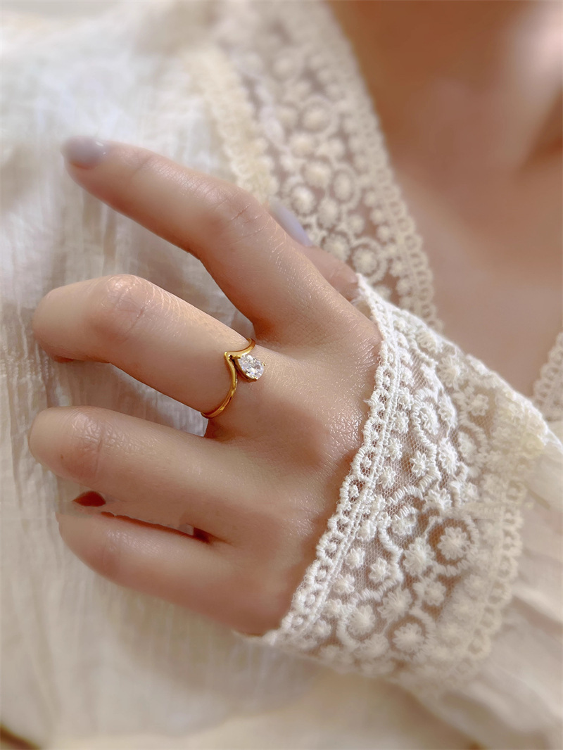 Rings Classification 1 Piece Quantity Simple Style Commute Solid Color Titanium Steel Inlay Zircon Rings
