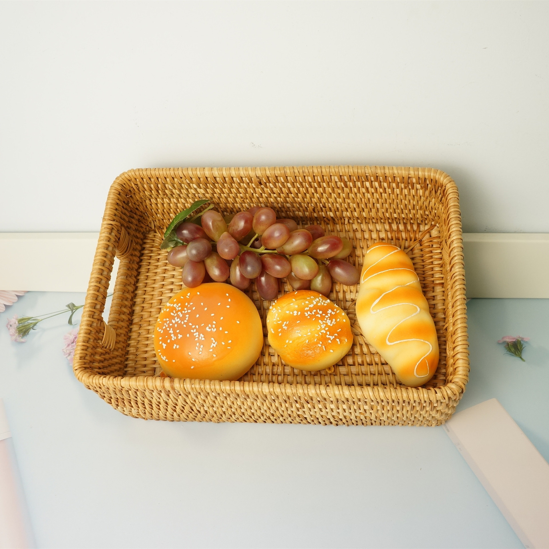 Cesta de almacenamiento de escritorio, cuadro de almacenamiento cuadrado de tela de caña vietnamita, sala de estar, dormitorio, escritorio de planta de caña vietnamita, cesta de almacenamiento de tela de caña