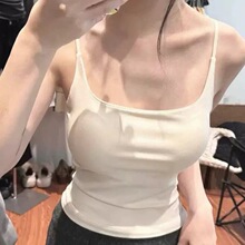 702#升级版莫代尔小吊带秋冬磨毛带胸垫一体杯百搭加厚打底背心女