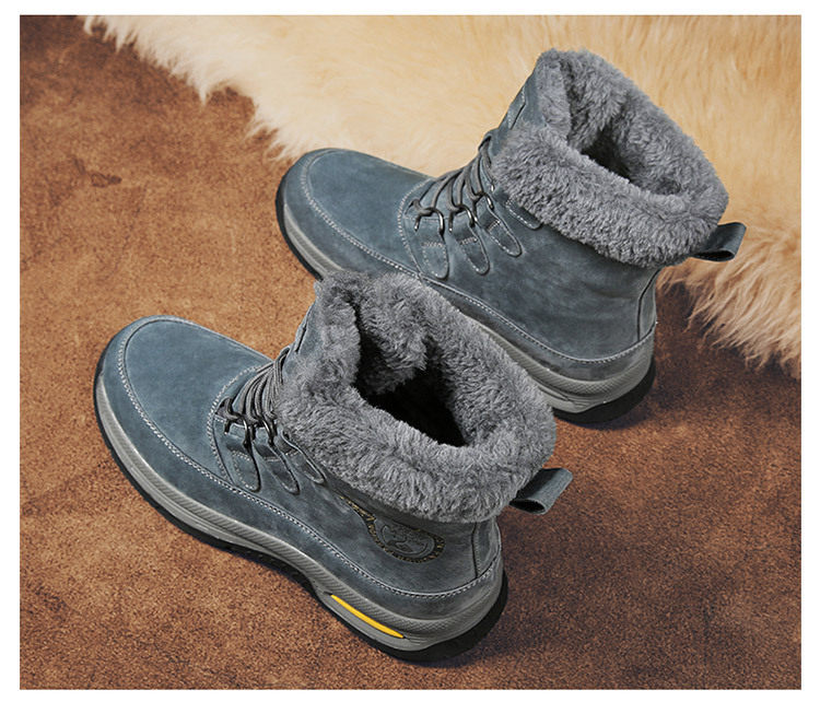 Giày bốt cổ cao nam da heo lót lông giữ ấm đế dày chống trượt — 618 kaki, 618 màu xám, 618 màu đen chi tiết 25