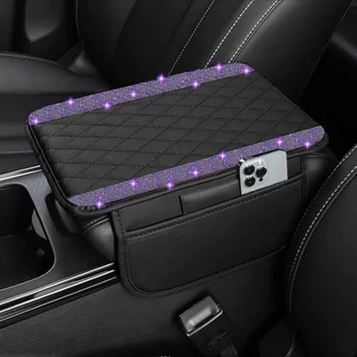 Protective Pad Arm Storage, Armrest box pad - double-row-crystal-brick-purple