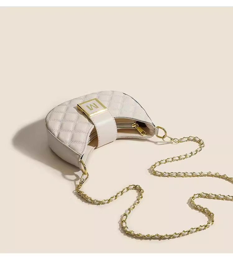 Advanced feeling for women 2023 new fashion Lingge single shoulder underarm bag versatile niche texture chain_voghion.com