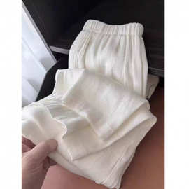 高级感时尚简约薄款阔腿裤女春夏高腰垂感宽松显瘦棉麻直筒休闲裤