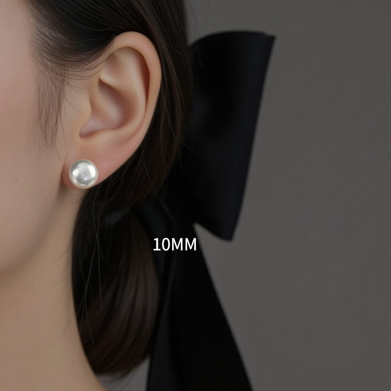 10mm 화이트 진주 스터드 귀걸이 [쌍]