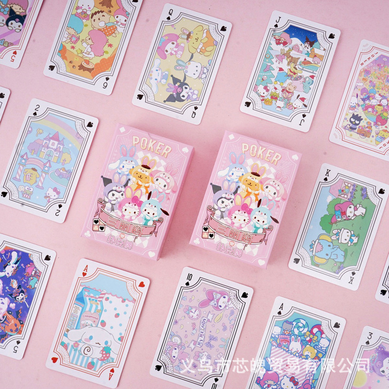 Cute and Adorable Sanrio Mini Playing Cards Cartoon Ins Girl's Heart Peripheral Leisure Entertainment Game Small Cards