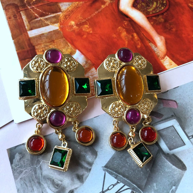 Серебряная игла-сердечко с двух сторон, серьги-цереты, с камнем, цветочный