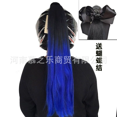 Ponytail with Bow DIY: Motosiklet dəbilqələri - black-sapphire-blue-loose-ponytail-with-bow