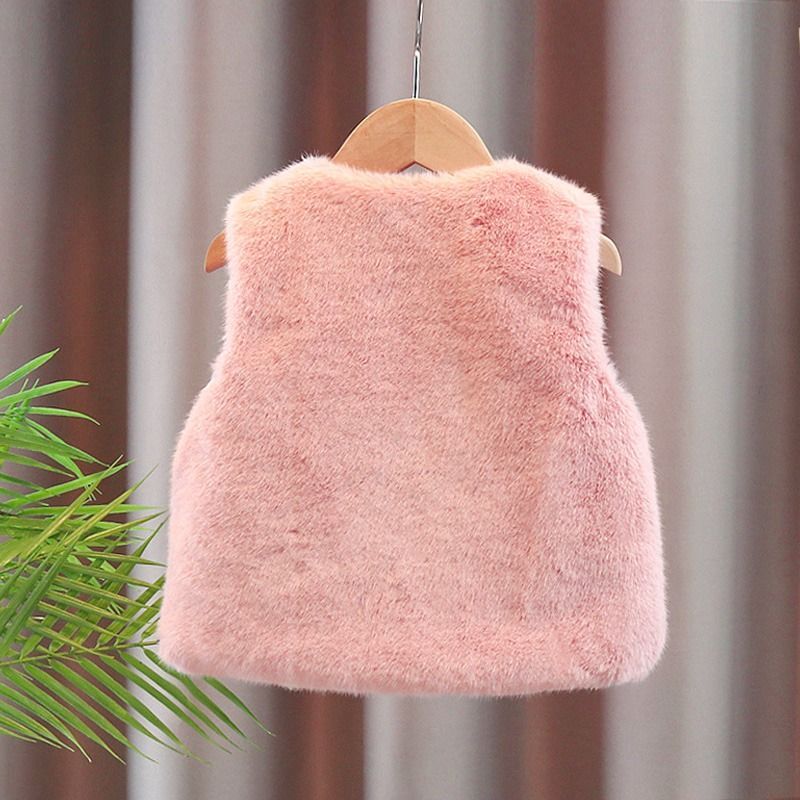 Otoño y invierno piel imitación chaqueta de princesa infantil espesa peludo hombro bebé nuevo chaleco de chaleco de cabellera chica exterior image 4