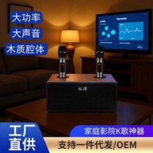 KTV 话筒木质TV音响低音炮双麦家用唱歌蓝牙音箱家用KTV连接电脑