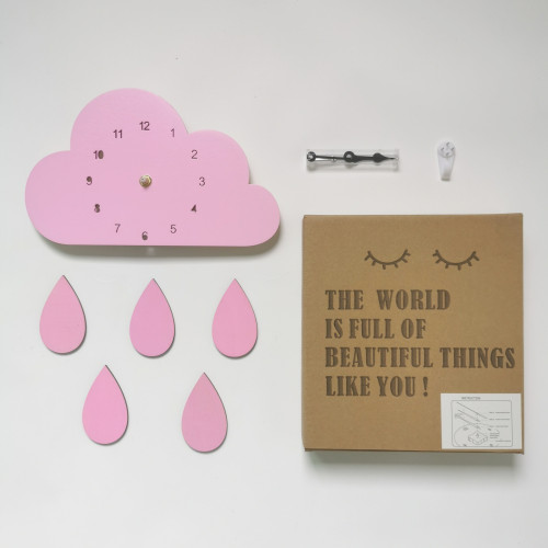 ins Nordic Home Clouds Rainbow Raindrops Clock Cartoon Children's Silent Clock Wall Decoration Boutique