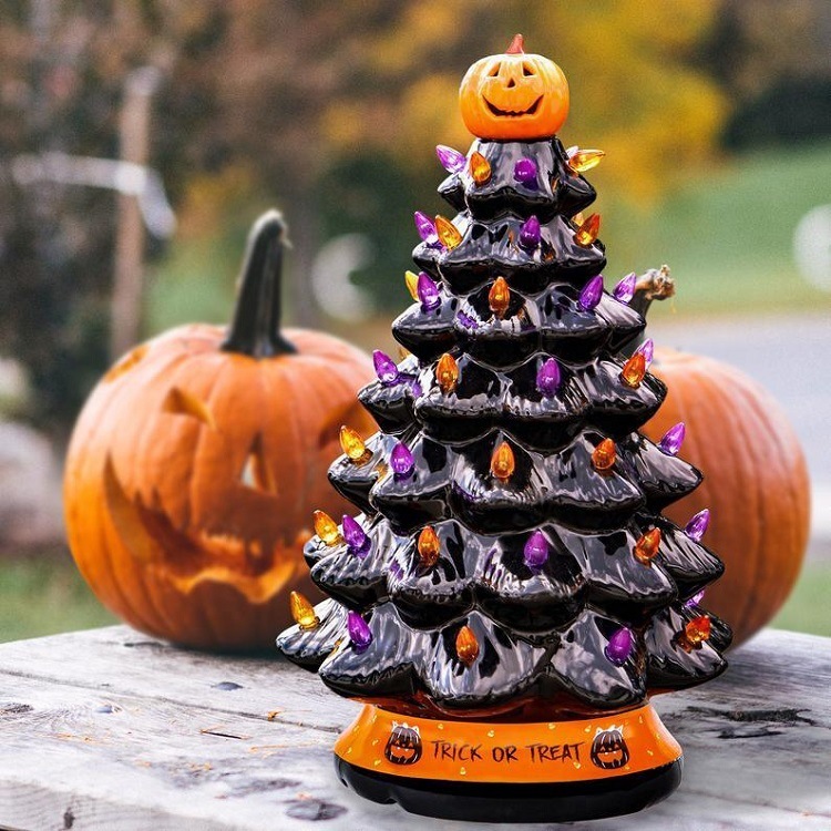 跨境独立站Halloween tree 万圣节发光装饰品摆件万圣节树礼物|undefined