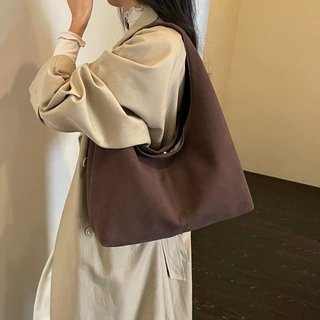 松弛感鹿皮绒大包包2026新款简约百搭大容量通勤单肩包腋下托特包