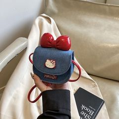 小女孩包包2025新款时尚洋气蝴蝶结女童斜挎包夏天猫咪卡通马鞍包
