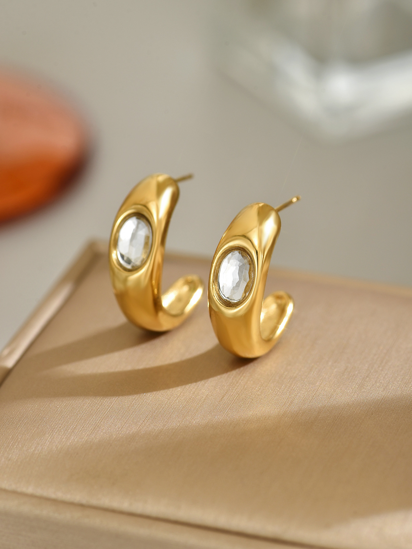 New Trendy Stainless Steel Zircon Double Layer Earrings Non-Fading Jewelry For Women_voghion.com