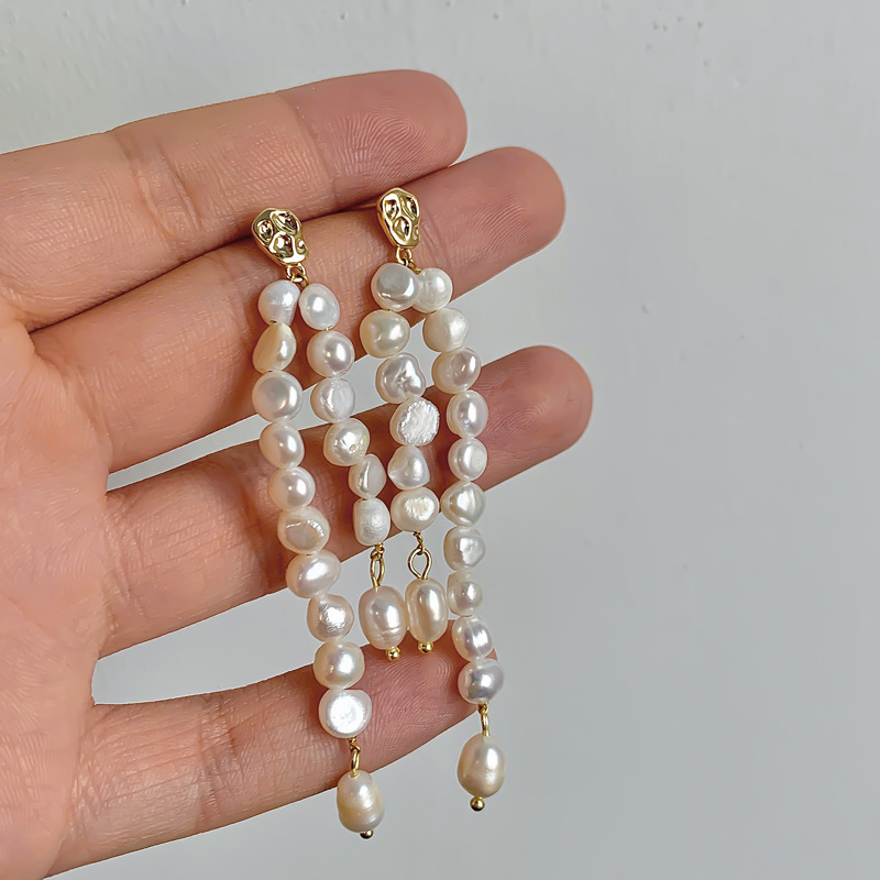 Geometric Pattern Women's Gender 1 Pair Basic Modern Style Geometric Plating Freshwater Pearl Drop Earrings