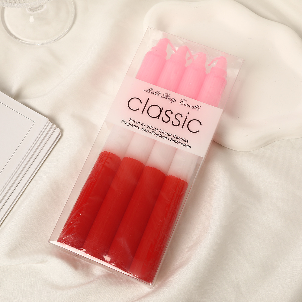 Velas de barra larga a rayas de color al por mayor sin humo doméstico inodoro clásico europeo vela de boda vela cena vela transfronteriza