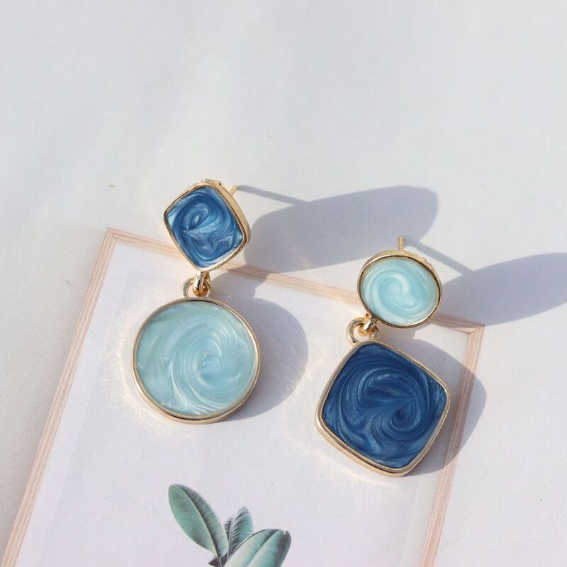 Qingdao Jewelry Geometric Contrast Color Asymmetric Earrings Casual Oil Drop Hong Kong Style Oil Painting Earrings Starry Sky Quicksand 284 Qingdao Jewelry Geometric Contrast Color Asymmetric Earrings Casual Oil Drop Hong Kong Style Oil Painting Earrings Starry Sky Quicksand 284