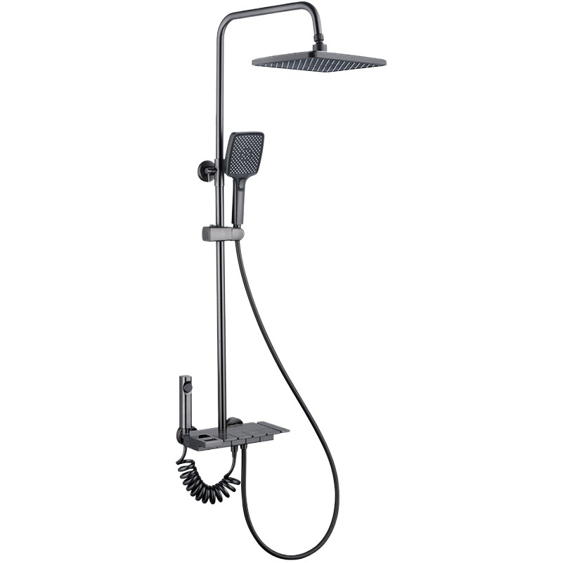 Pantalla digital ducha cabeza traje de cobre hogar Baño pistola gris lluvia presurizado boquilla de Ducha