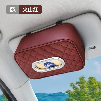 New Car-Mounted Leather Tissue Car tissue box/set - one-sun-visor-red-tissue-box