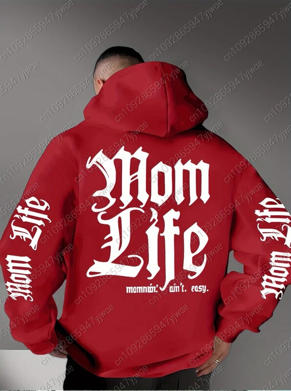 2025 Winter Men's Gothic Hooded Sweatshirt Letters Print Poly
