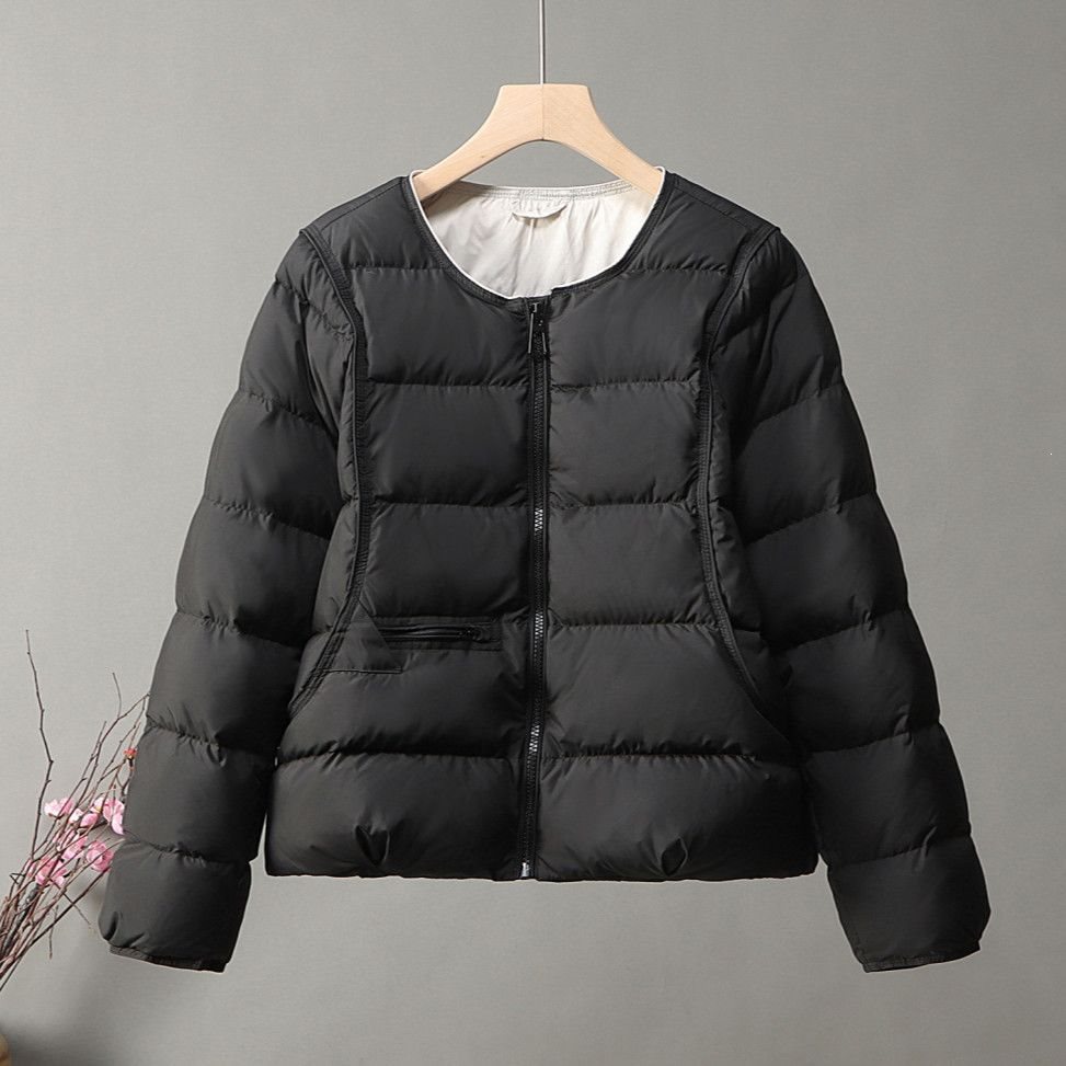 2025冬季新款羽绒服时尚简约短款小个子圆领保暖宽松白鸭绒外套