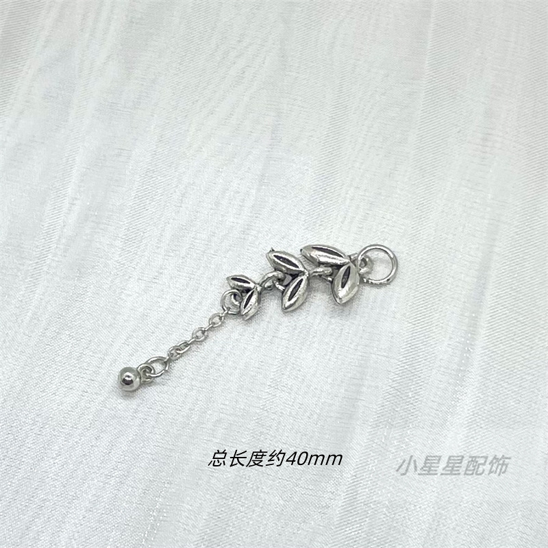 クリスタルアクセサリーレトロ合金模造シルバー古い職人技クラシックオープンリングリーフタッセルリフトアクセサリー|undefined