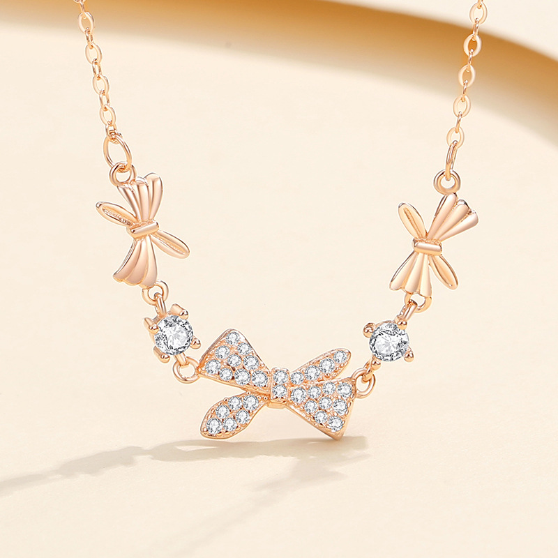 Japonés y coreano arco collar mujeres S925 plata nicho verano princesa clavícula cadena llena de regalos para la novia