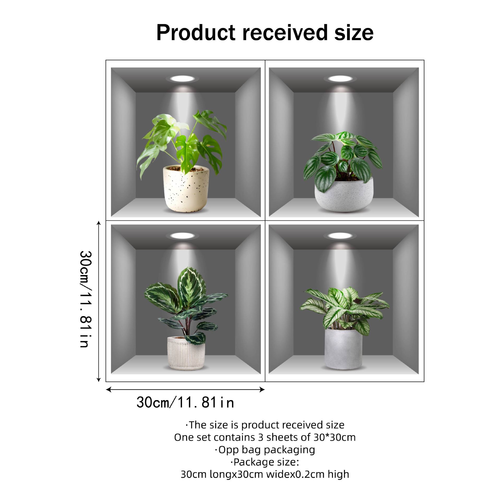 Aike DD3345 Simple 3D Flowe Pot Geen Plant Pint Living Room Beautification Decoative Painting Backgound Wall_voghion.com