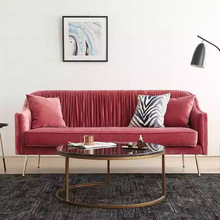 北欧布艺双人简约后现代小户型美式轻奢客厅地中海田园三人位沙发